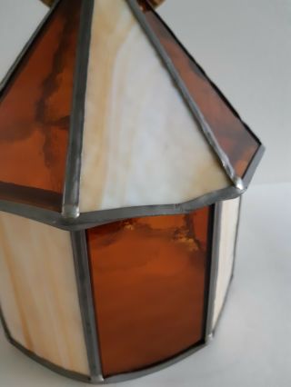 Vintage Amber Slag Glass Porch Entry Ceiling Light Fixture Arts & Crafts Mission 5