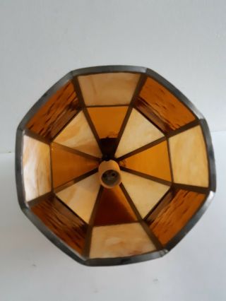 Vintage Amber Slag Glass Porch Entry Ceiling Light Fixture Arts & Crafts Mission 7