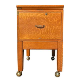 Antique Quartersawn Oak Single Stack Filing Cabinet by Library Bureau 2