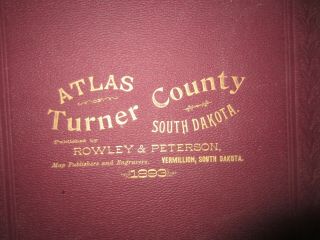 1893 Atlas Map Plat Turner County South Dakota Rowley & Peterson Antique Vtg.