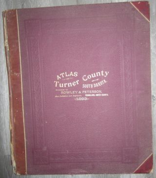 1893 ATLAS MAP PLAT TURNER COUNTY SOUTH DAKOTA ROWLEY & PETERSON ANTIQUE VTG. 2