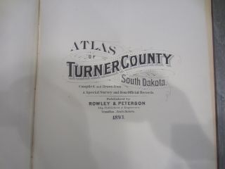 1893 ATLAS MAP PLAT TURNER COUNTY SOUTH DAKOTA ROWLEY & PETERSON ANTIQUE VTG. 3