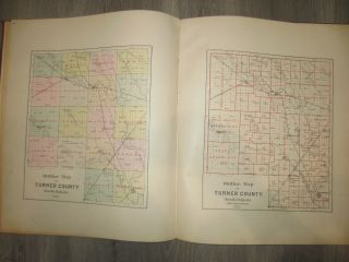 1893 ATLAS MAP PLAT TURNER COUNTY SOUTH DAKOTA ROWLEY & PETERSON ANTIQUE VTG. 6