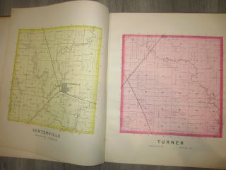 1893 ATLAS MAP PLAT TURNER COUNTY SOUTH DAKOTA ROWLEY & PETERSON ANTIQUE VTG. 7