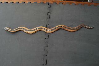Carved Aboriginal Snake With Painted & Burnt In Designs - Central Australian Old