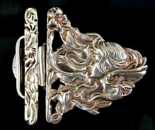 Solid Silver Art Nouveau Nurses Belt Buckle Circa 1991