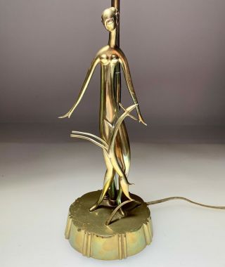 Vtg Art Deco Sculpture Lamp Hagenauer Style Woman Dog Wiener Werkstatte Brancusi
