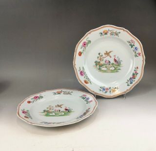 A Rare/fine Chinese 18c Famille Rose " Cormorant " Plates - Qianlong