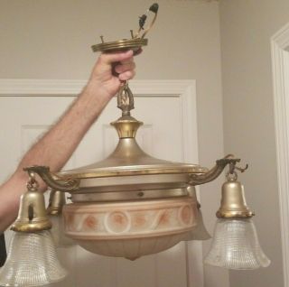 Antique Pan Chandelier 4 Arm Ceiling Light Fixture