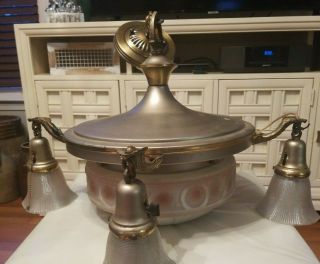 Antique Pan Chandelier 4 Arm Ceiling Light Fixture 2