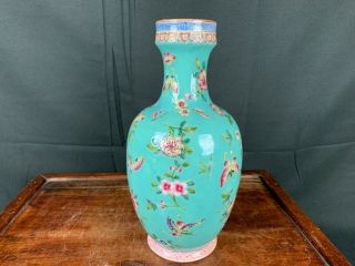 19th/20th C.  Chinese Pair Famille - Rose Light Green Ground Vases 6