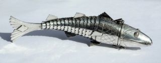 Wonderful Victorian Solid Silver Articulated Fish Spice Box (judaica) C1880
