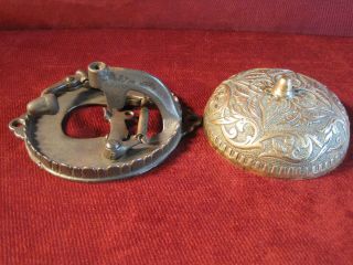 Door Bell Large Antique Brass & Cast Iron Decorative 1876 6 In.  Base 8