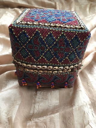 Rare African Vintage Authentic Yoruba Beaded Box