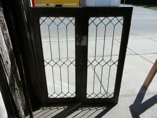 Pair Antique Stained Glass Cabinet Doors 18 X 44 Architectural Salvage