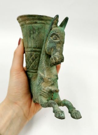 Greek Archaic Ca.  1000bc Period Bronze Rhyton W/ Grypthon - Ritual Cup R328