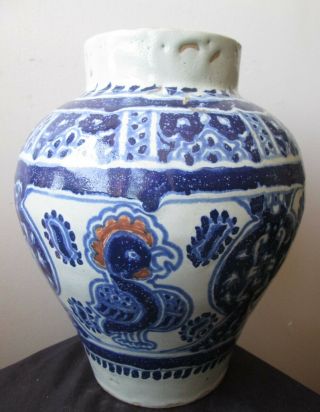 Antique SIGNED Enrique VENTOSA large ART Pottery Puebla Jar VASE w BIRDS 3