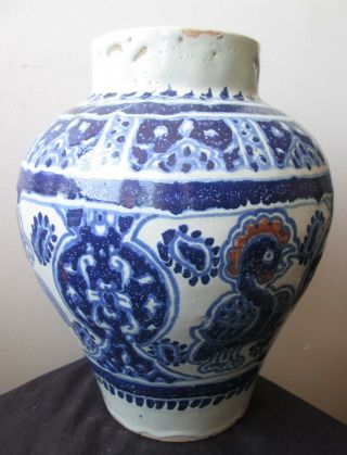 Antique SIGNED Enrique VENTOSA large ART Pottery Puebla Jar VASE w BIRDS 4