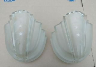 2 " Two " Vintage Art Deco Slip Shade Frosted Glass Wall Sconce Light Covers