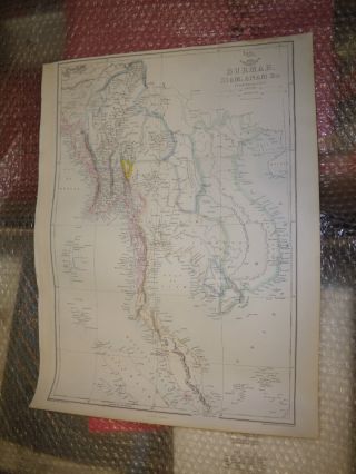 Burmah Siam Anam Dispatch Atlas 1863 By Edward Weller Lithograph Framed 20 More