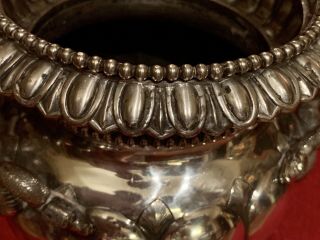 Pair LARGE Antique Silver Plated On Brass Victorian SERPENT Handled Ewers Urns 8