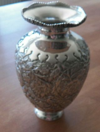 Big Old Silver Flower Vase - 20,  0 X 11,  0 Cm - 84 Silver Mark - Vartan -