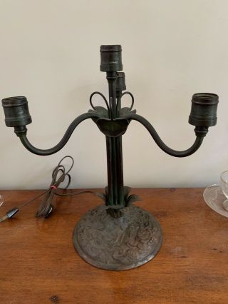 Antique Bradley & Hubbard B&h Fish Lily Desk Lamp Candelabra Rare