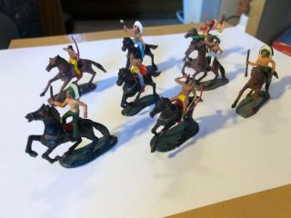 Marx Miniature 1 - Inch Mounted Indians Vintage Covered Wagon Attack Playset 1960s