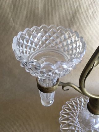 Antique Victorian Clarke ' s Cricklite Fairy Lamp Banquet Crystal Epergne 3