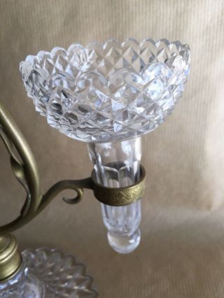 Antique Victorian Clarke ' s Cricklite Fairy Lamp Banquet Crystal Epergne 4