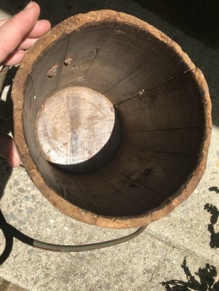Antique/Vintage Primitive Wood Well Bucket Iron Handle and Banding 5