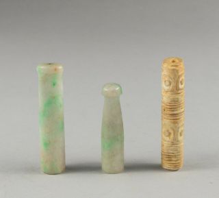 A Group Of Three Chinese Antique Jade Pendants