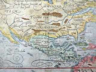 MAP OF AMERICA DIE NEWEN INSELN COSMOGRAPHIA SEBASTIAN MÜNSTER COLOURED 1588 34 2