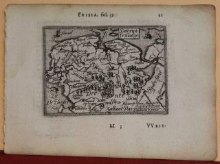 Friesland Netherlands 1577 Ortelius & Galle Unusual First Edition Antique Map