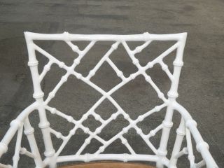 Four Mid Century Modern White Swivel Chippendale Chairs Cast Iron 7