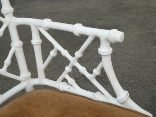 Four Mid Century Modern White Swivel Chippendale Chairs Cast Iron 9