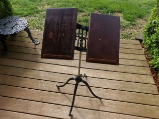 Antique Columbia Adjustable Cast Iron And Wood Dictionary Bible Book Music Stand