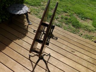 ANTIQUE COLUMBIA ADJUSTABLE CAST IRON AND WOOD DICTIONARY BIBLE BOOK MUSIC STAND 5