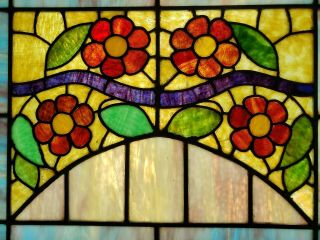 ANTIQUE AMERICAN STAINED GLASS WINDOW 4