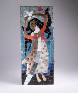 Mid - Century Modern Glass Tile & Brass Mosaic Box,  Salvador Teran,  Mexico ‘50s