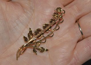 Antique Vtg 14K Gold Enamel & Seed Pearl Bleeding Heart Pin Brooch 10