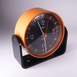 Vintage Mid - Century Modern Orange Pivoting Table/wall Clock,  Howard Miller 1970s