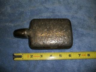 Engraved Sterling Silver Flask As Found Unpolished 184 Grams 950 Silver