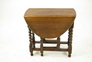 Antique Gateleg Table,  Barley Twist Oval Drop Leaf Table,  Scotland 1920s,  B1159