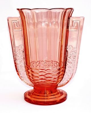 Art Glass Vase Luxval " Romeo " Val Saint Lambert Belgian Art Deco Signed