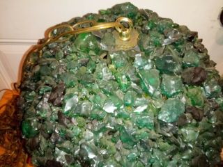 HANGING MID CENTURY SWAG LAMP green BLUE chunky lucite resin PLASTIC rock candy 3