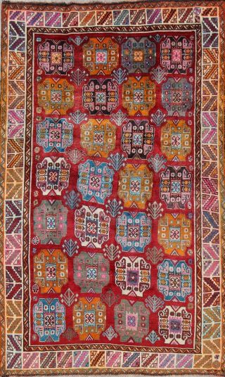 Persian Gabbeh 5x8 Wool Hand - Knotted Geometric Kashkuli Oriental Area Rug Modern