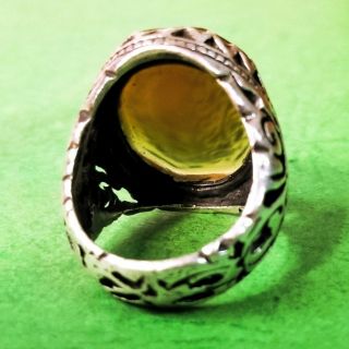 agate aqeeq Antique 925 sterling silver islamic engraving mens ring quraan ayat 3