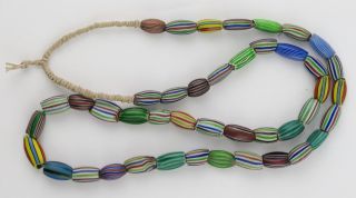African Trade Bead Strand.  Venetian Glass ‘water Melon’ Beads.
