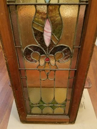 Antique Leaded Stained Glass Window Panel Frame Reclaim Salvage 46 